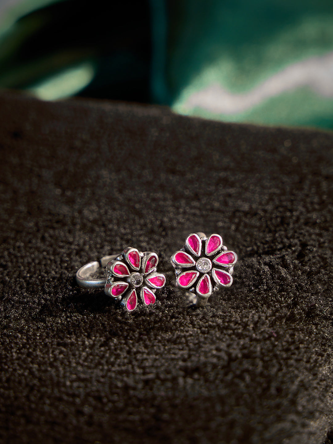 Ruby Flower Gemstone Toe Rings