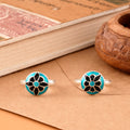 Black & Turquoise Enamel Floral Silver Toe Ring