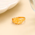Stylish Floral Curve Gold Ring