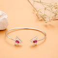 Royal Ruby Stone Triangular Silver Kada
