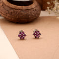 Blush Pink Floral Silver Stud
