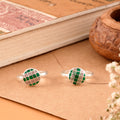 Green Enamel Oxidised Silver Toe Ring