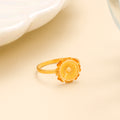 Round Flower Pattern Gold Ring