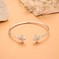 Twin Floral Leaf Silver Kada