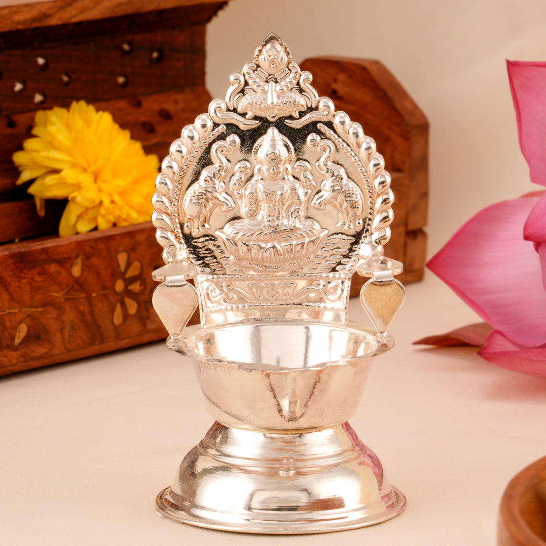 Temple Style Kamakshi Silver Vilakku