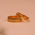 Gold Geometric Textured Matching Couples Rings