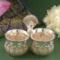 Peacock Silver Haldi Kumkum Container