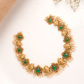 Premium Elephant Emerald Pearl Drop Golden Necklace