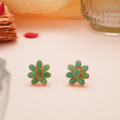 Majestic Emerald Floral Gold Stud