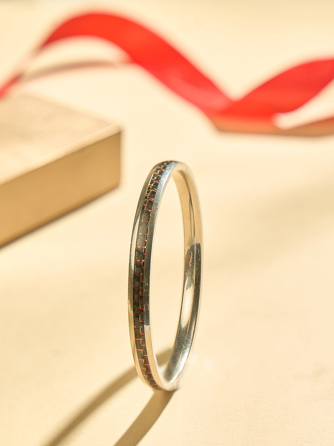 Classic Silver-Red Fancy Kada