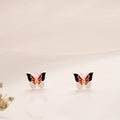 Multicolor Enamel Butterfly Silver Stud