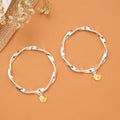 Twisted Silver Bangle with Duck Charm for Babies