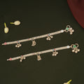 Delicate Enamel Heart Design Silver Anklets