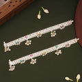 Colourful Floral Enamel Design Silver Anklets