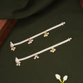 Dual Colour Enamel Floral Silver Anklets