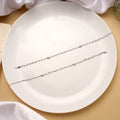 Thin Line Blue Beads Silver Anklets