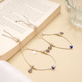 Evil Eye with Sunburst Drops Adjustable Silver Anklet