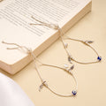 Fancy Feather Drops Evil Eye Adjustable Anklet
