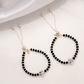 Classic Clover Black Beads Silver Baby Anklets
