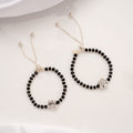 Sunflower Black Beads Silver Baby Anklets