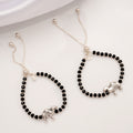 Elegant Camel Design Black Beads Silver Baby Anklets