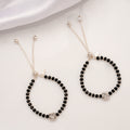 Clover Flower Black Beads Silver Baby Anklets