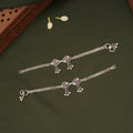 Antique Dual Blossom Flower Design Silver Anklets