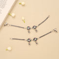 Antique Ruby Emerald Floral Silver Anklet