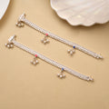 Dual Colour Enamel Bead Drop Silver Anklet
