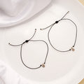 Clover Flower Black Thread Silver Anklets