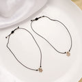 Snowflake Flower Black Thread Silver Anklets