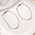 Geometric Charm Black Thread Silver Anklets