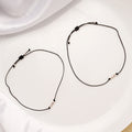 Little Pipe Beaded Black Thread Silver Anklets