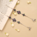 Circle Flower Ruby Emerald Silver Anklet