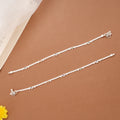 Tri Floral Circle Enamel Design Silver Anklets
