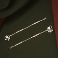 Pink and Blue Enamel Beaded Design Silver Anklets