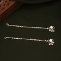 Sleek Pattern Enamel Beaded Design Silver Anklets