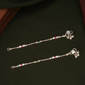 Elegant Pink and Green Beaded Enamel Silver Anklets
