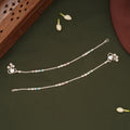 Minimal Beaded Enamel Design Silver Anklets