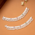 Tri Floral Enamel Pattern Silver Anklets