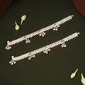 Regal Triple Flower Enamel Design Silver Anklets