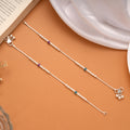 Purple and Blue Enamel Beaded Design Silver Anklets