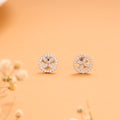 Circular Halo Flower Silver Stud
