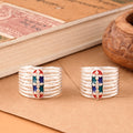 Multicolour Floral Enamel Spring Silver Metti