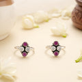 Ruby Crystal Line Glow Silver Toe Ring