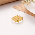 Leafy Feather Design Golden Ring