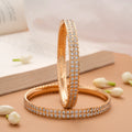 Traditional White Stone Golden Bangles