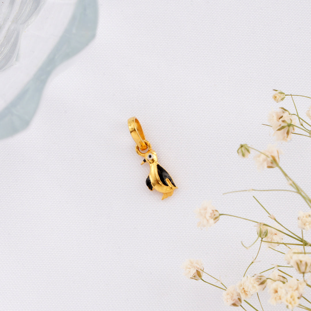 Modern Penguin Shaped Gold Pendant