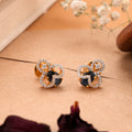 Oval Sapphire Floral Swarovski Stud