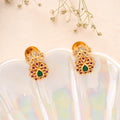 Leaf Emerald and Ruby Design Golden Earring